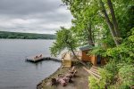 View from the main house of the cabana, private lakefront and large dock on Keuka Lake